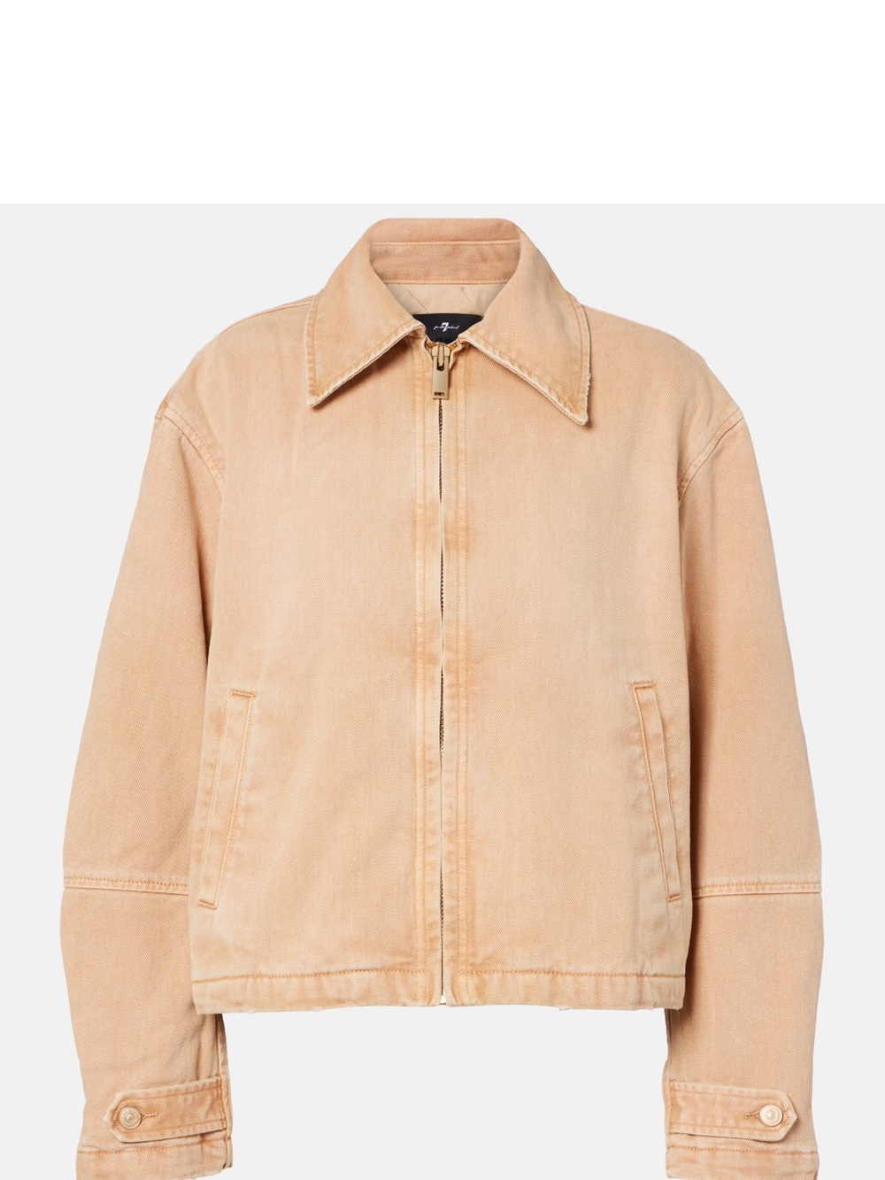 7 For All Mankind Peach Cropped Zip Bomber Jacket